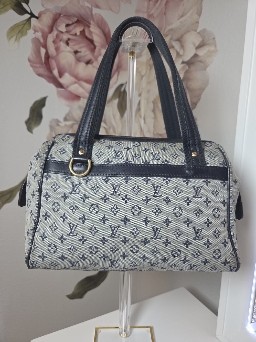 Authentic Louis Vuitton Monogram Mini Lin Josephine PM Shoulder Bag Blue